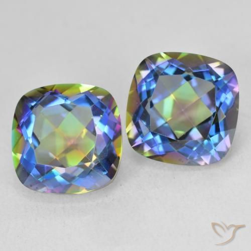 8.55 ct natürliche Mehrfarbig Mystischer Quarz-Edelsteine, Kissen, VVS-VS