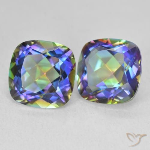 8.35 ct natürliche Mehrfarbig Mystischer Quarz-Edelsteine, Kissen, VVS-VS