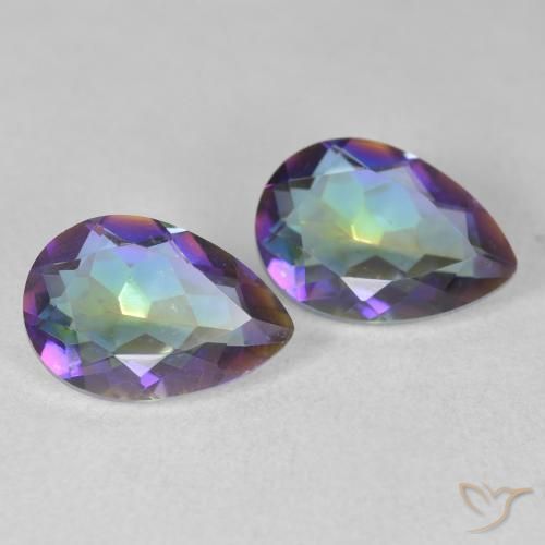 3.42 ct natürliche Mehrfarbig Mystischer Quarz-Edelsteine, Birnenform, VS