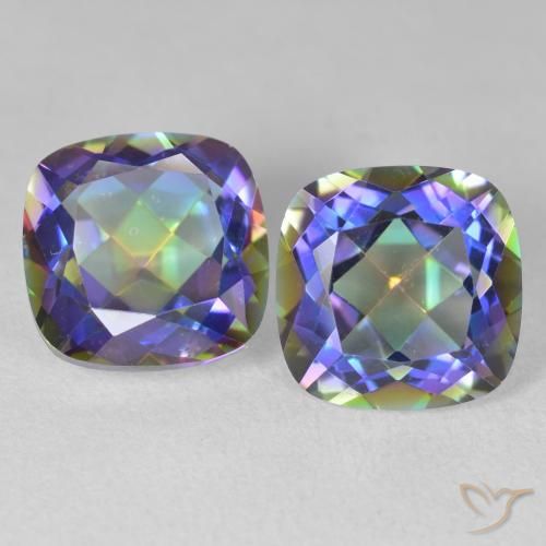 8.57 ct natürliche Mehrfarbig Mystischer Quarz-Edelsteine, Kissen, VVS-VS