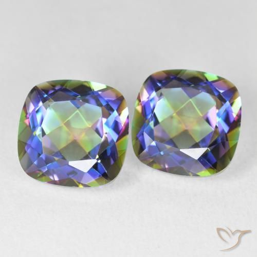 8.40 ct natürliche Mehrfarbig Mystischer Quarz-Edelsteine, Kissen, VVS