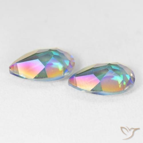 5.00 ct natürliche Mehrfarbig Mystischer Quarz-Edelsteine, Birnenform, VVS