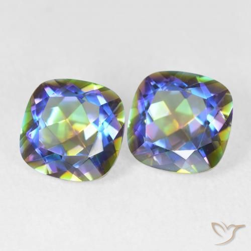 4.05 ct natürliche Mehrfarbig Mystischer Quarz-Edelsteine, Kissenschliff, VVS