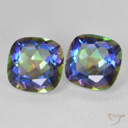 4.03 ct natürliche Mehrfarbig Mystischer Quarz-Edelsteine, Kissenschliff, VVS