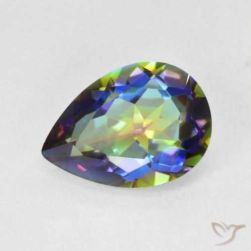 4.82ct Natürlicher Mehrfarbig Mystischer Quarz, Birnenform, VVS-VS