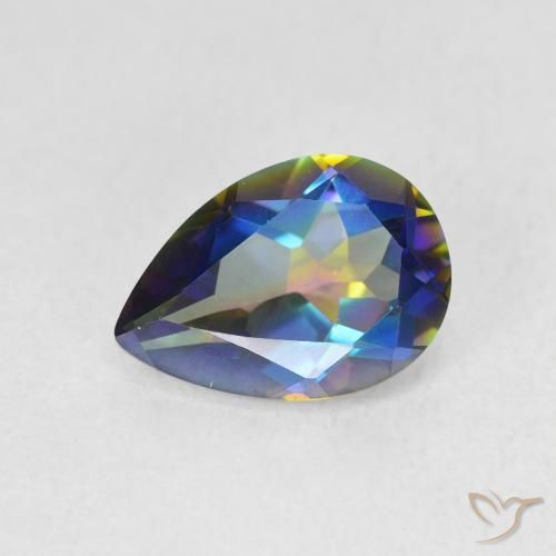 1.75ct Natürlicher Mehrfarbig Mystischer Quarz, Birnenform, VVS