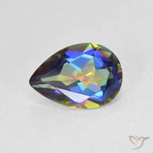 1.78ct Natürlicher Mehrfarbig Mystischer Quarz, Birnenform, VVS