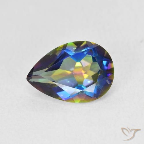 1.84ct Natürlicher Mehrfarbig Mystischer Quarz, Birnenform, VVS