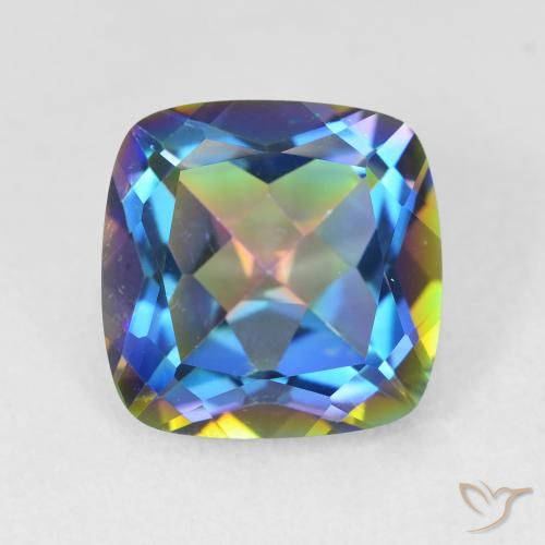 6.80ct Natürlicher Mehrfarbig Mystischer Quarz, Kissen, VVS
