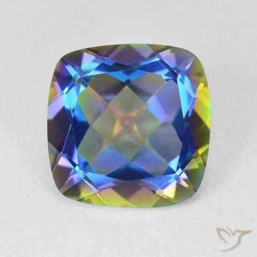 6.64ct Natürlicher Mehrfarbig Mystischer Quarz, Kissen, VVS