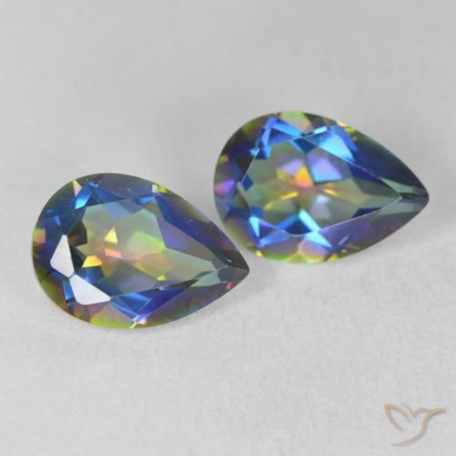 3.58 ct natürliche Mehrfarbig Mystischer Quarz-Edelsteine, Birnenform, VVS-VS