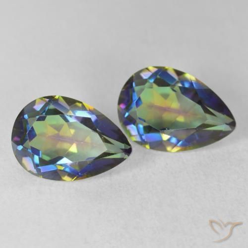 3.87 ct natürliche Mehrfarbig Mystischer Quarz-Edelsteine, Birnenform, VVS-VS