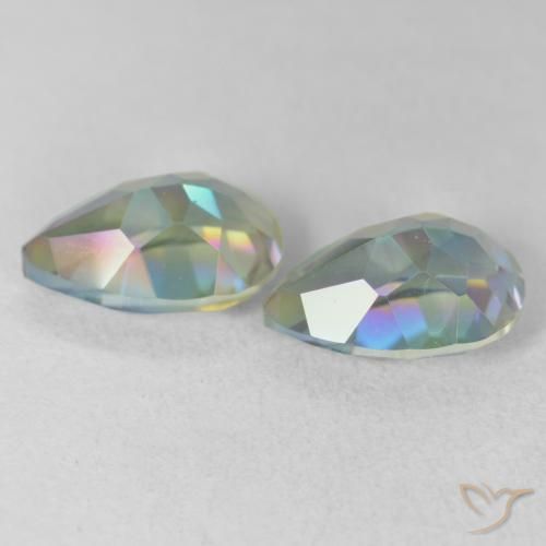 3.87 ct natürliche Mehrfarbig Mystischer Quarz-Edelsteine, Birnenform, VVS-VS