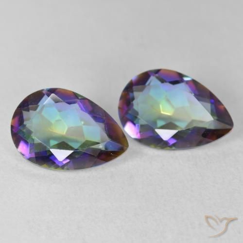 3.16 ct natürliche Mehrfarbig Mystischer Quarz-Edelsteine, Birnenform, VVS-VS
