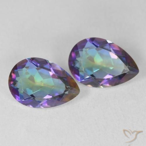 3.40 ct natürliche Mehrfarbig Mystischer Quarz-Edelsteine, Birnenform, VVS-VS