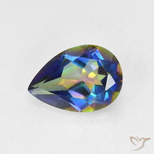 1.83ct Natürlicher Mehrfarbig Mystischer Quarz, Birnenform, VVS-VS