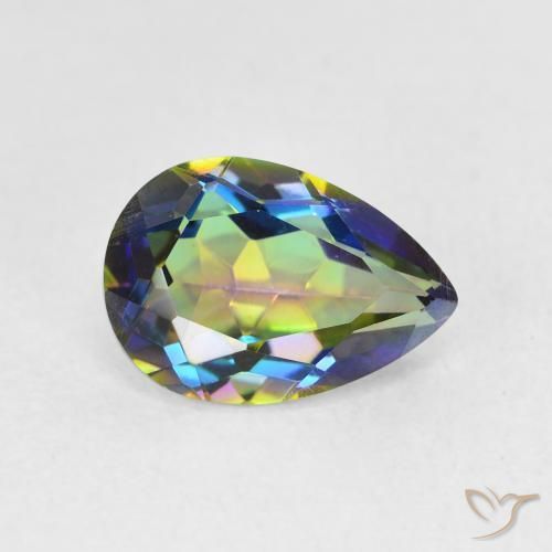 1.95ct Natürlicher Mehrfarbig Mystischer Quarz, Birnenform, VVS-VS