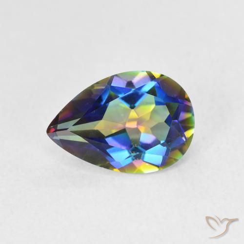 1.52ct Natürlicher Mehrfarbig Mystischer Quarz, Birnenform, VVS-VS