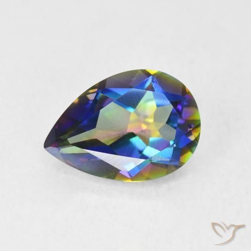 1.65ct Natürlicher Mehrfarbig Mystischer Quarz, Birnenform, VVS-VS