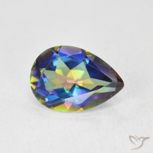 1.76ct Natürlicher Mehrfarbig Mystischer Quarz, Birnenform, VVS-VS