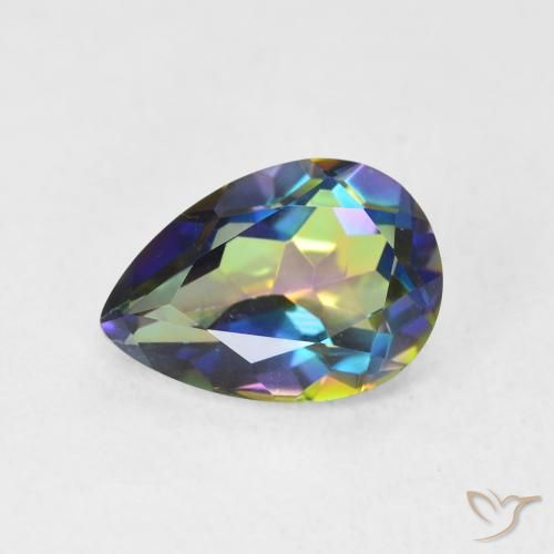 1.92ct Natürlicher Mehrfarbig Mystischer Quarz, Birnenform, VVS-VS