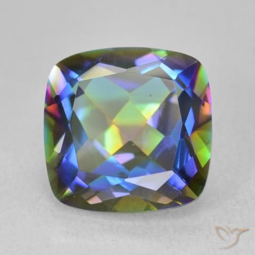 6.55ct Natürlicher Mehrfarbig Mystischer Quarz, Kissen, VVS