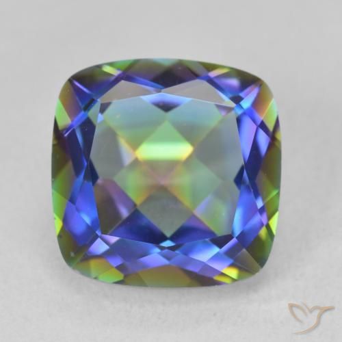 6.71ct Natürlicher Mehrfarbig Mystischer Quarz, Kissen, VVS