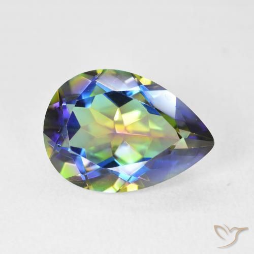 5.12ct Natürlicher Mehrfarbig Mystischer Quarz, Birnenform, VVS