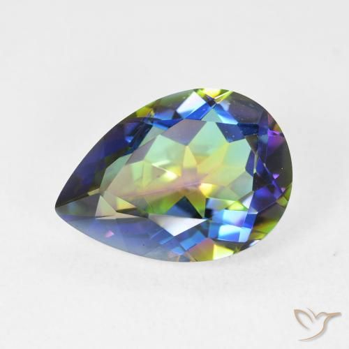 5.12ct Natürlicher Mehrfarbig Mystischer Quarz, Birnenform, VVS