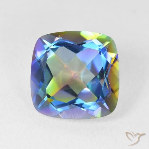 6.98ct Natürlicher Mehrfarbig Mystischer Quarz, Kissen, VVS
