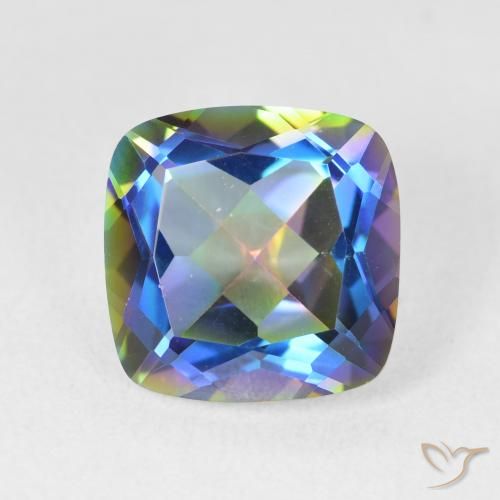 6.89ct Natürlicher Mehrfarbig Mystischer Quarz, Kissen, VVS