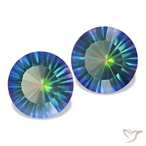 3,27 ct natürliche Mehrfarbiges Blau Mystik-Quarz-Edelsteine, Rundschliff, VS