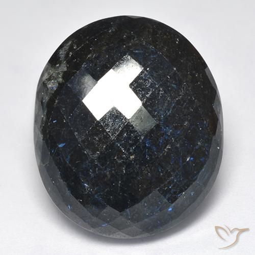 39.37ct Natürlicher Schwarz mit blauem Glanz Nuummit, Oval, Lichtundurchlässig