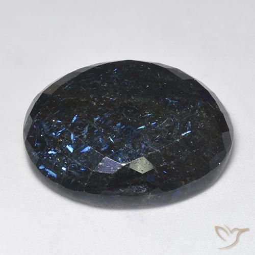 9,17 ctw natürlicher Schwarz mit blauem Glanz Nuummite, Oval, Lichtundurchlässig