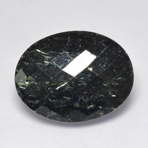 9,17 ctw natürlicher Schwarz mit blauem Glanz Nuummite, Oval Schliff, Lichtundurchlässig