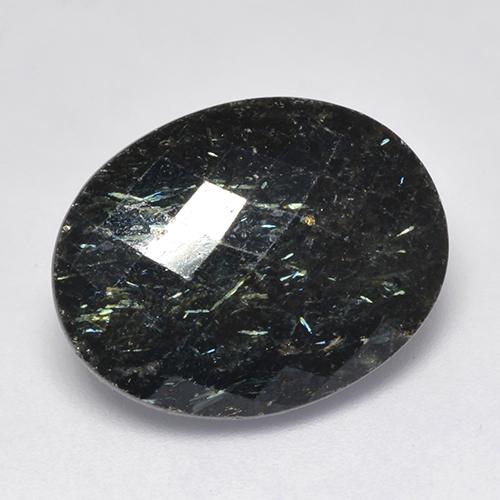 9,17 ctw natürlicher Schwarz mit blauem Glanz Nuummite, Oval Schliff, Lichtundurchlässig
