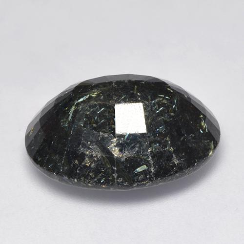 9,17 ctw natürlicher Schwarz mit blauem Glanz Nuummite, Oval Schliff, Lichtundurchlässig