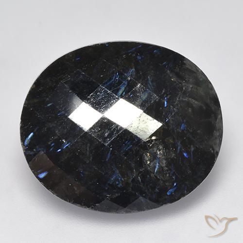 27.57ct Natürlicher Schwarz mit blauem Glanz Nuummit, Oval, Lichtundurchlässig