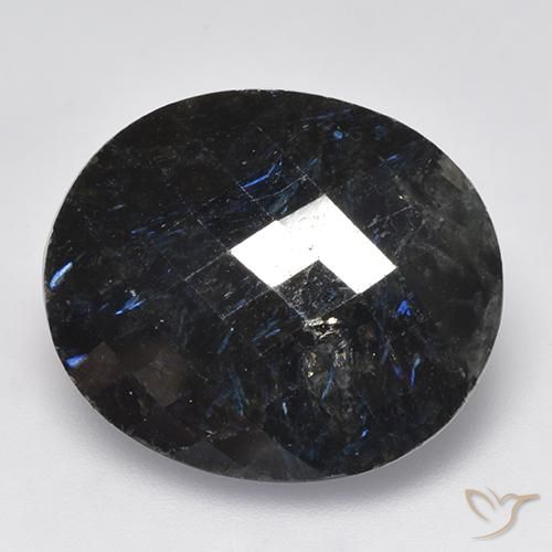 9,17 ctw natürlicher Schwarz mit blauem Glanz Nuummite, Oval, Lichtundurchlässig