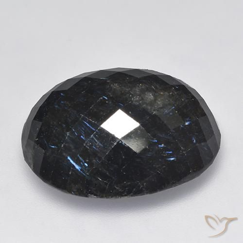 9,17 ctw natürlicher Schwarz mit blauem Glanz Nuummite, Oval, Lichtundurchlässig