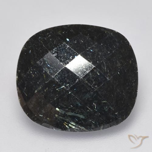 13.34ct Natürlicher Schwarz mit blauem Glanz Nuummit, Kissen, Lichtundurchlässig