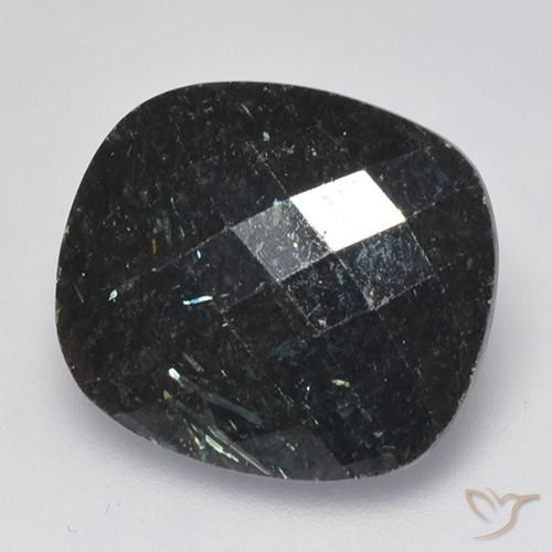 9,17 ctw natürlicher Schwarz mit blauem Glanz Nuummite, Kissen, Lichtundurchlässig