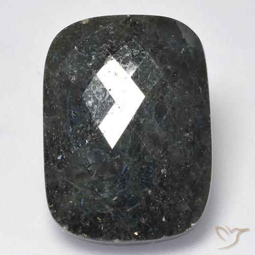 19.25ct Natürlicher Schwarz mit blauem Glanz Nuummit, Kissen, Lichtundurchlässig