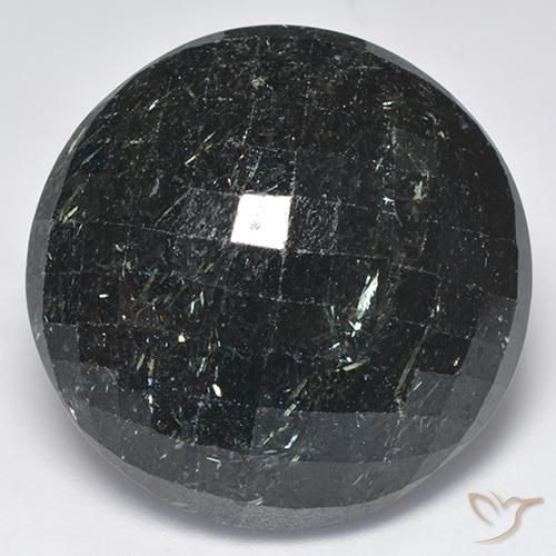 66.26ct Natürlicher Schwarz mit blauem Glanz Nuummit, Runden, Lichtundurchlässig