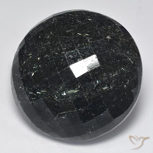 9,17 ctw natürlicher Schwarz mit blauem Glanz Nuummite, Runden, Lichtundurchlässig