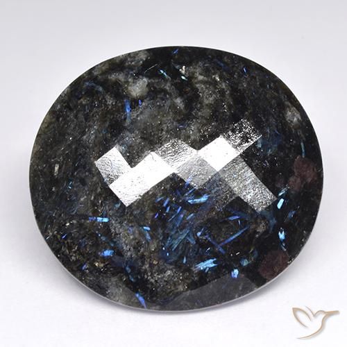 42.52ct Natürlicher Schwarz mit blauem Glanz Nuummit, Oval, Lichtundurchlässig