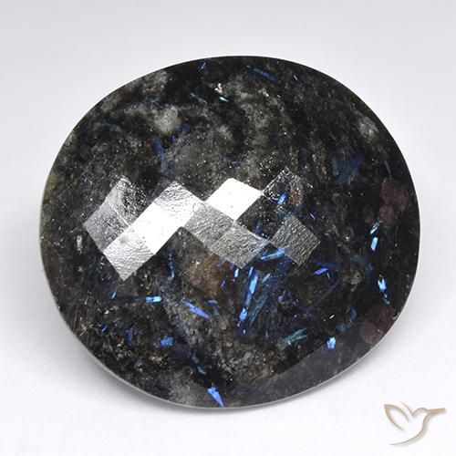 9,17 ctw natürlicher Schwarz mit blauem Glanz Nuummite, Oval, Lichtundurchlässig