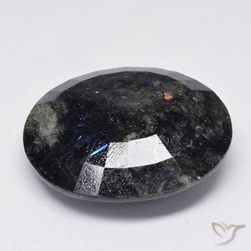 9,17 ctw natürlicher Schwarz mit blauem Glanz Nuummite, Oval, Lichtundurchlässig