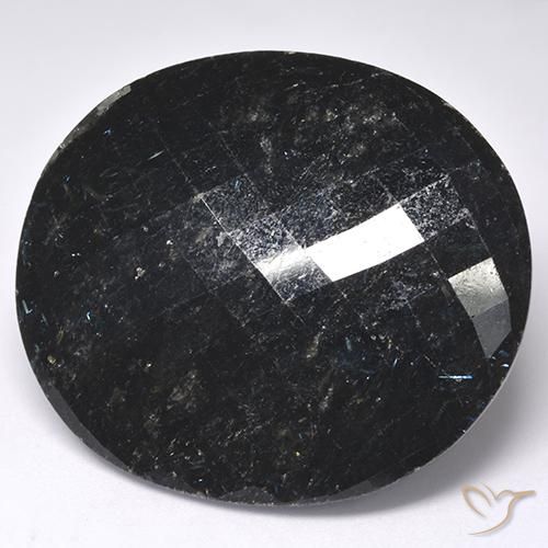 9,17 ctw natürlicher Schwarz mit blauem Glanz Nuummite, Oval, Lichtundurchlässig
