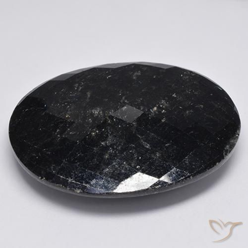 9,17 ctw natürlicher Schwarz mit blauem Glanz Nuummite, Oval, Lichtundurchlässig